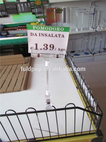 Supermarket Transparent Gripper POS Plastic Thumb Clamp Sign Holder